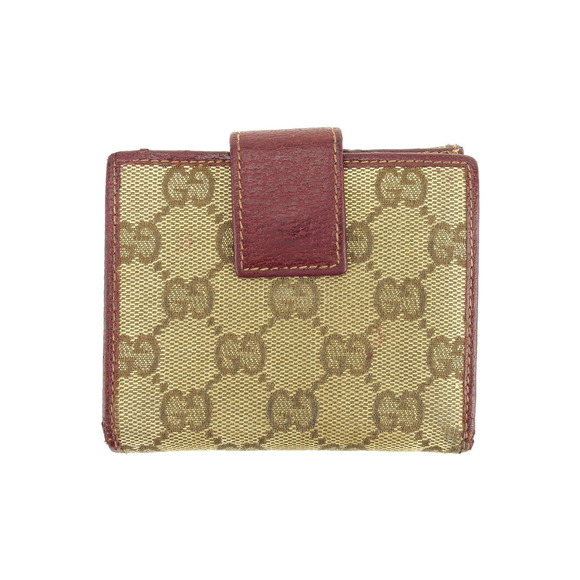 Gucci Red canvas GG beige bifold Wallet leather - Picture 1 of 6